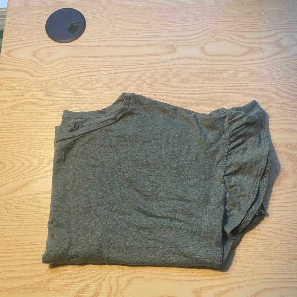 LOFT LINEN RUFFLE T SHIRT - Picture 4 of 4